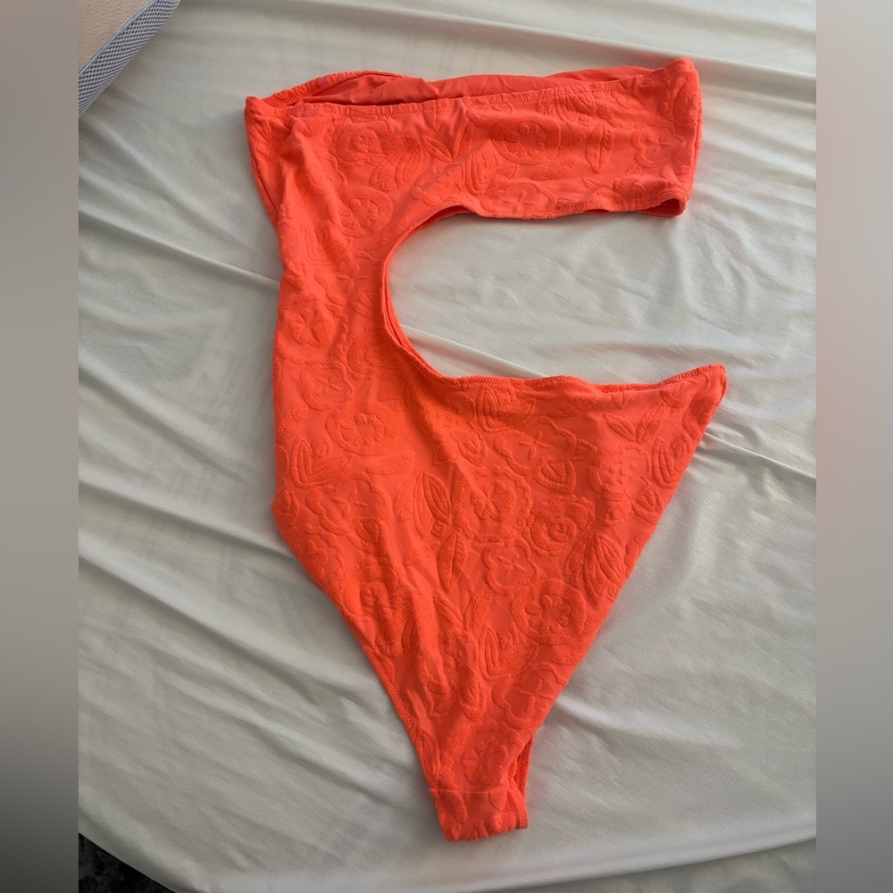 aerie Bright Orange One-Shoulder One-Piece Swimsuit